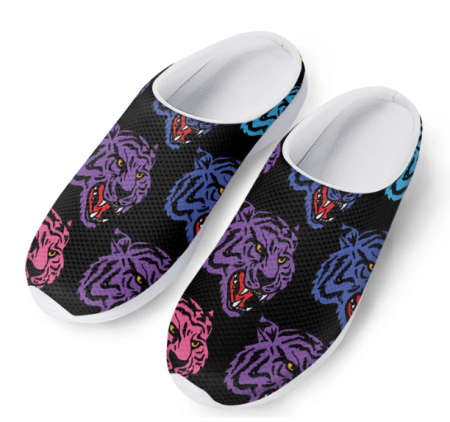 Colorful Tiger Head Pattern Print Mesh Casual Shoes